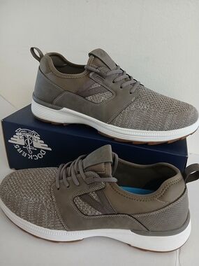 Dockers Size 13 M Men's Grey Knit Lace-Up Casual Sneakers New $40